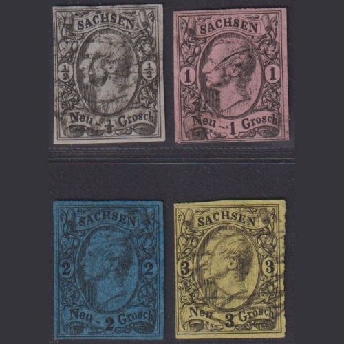 Sachsen 1855-1856 - MiNr. 8-11 gestempelt - 1/2 - 3 Ngr. - König Johann I.