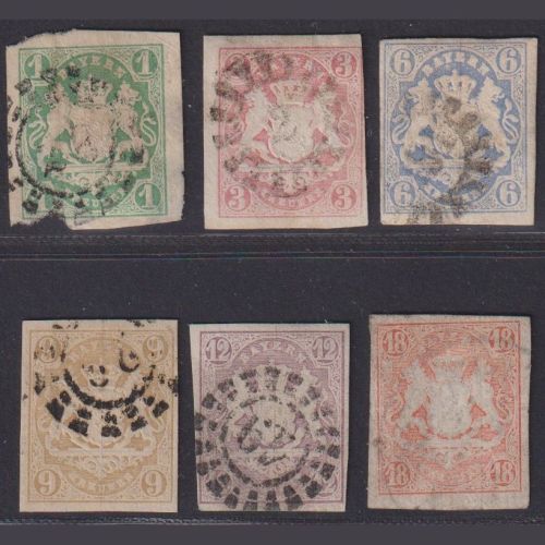 Bayern 1867/86 - MiNr. 14-19 gestempelt in Prachterhaltung