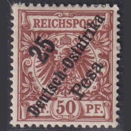 Deutsch Ostafrika 1896 - Nr. 10 ungebraucht - 25 P auf 50 Pf diagonaler Aufdruck