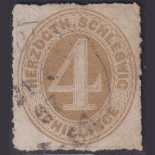 Schleswig Schleswig-Holstein 1865 | MiNr. 17 gestempelt - 4 Schilling braunocker