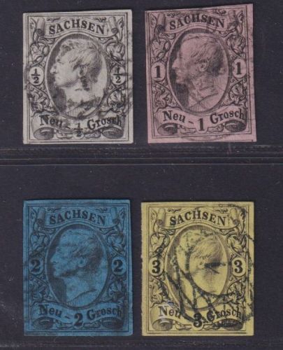 Sachsen 1855-1856 - MiNr. 8-11 gestempelt - 1/2 - 3 Ngr. - König Johann I.