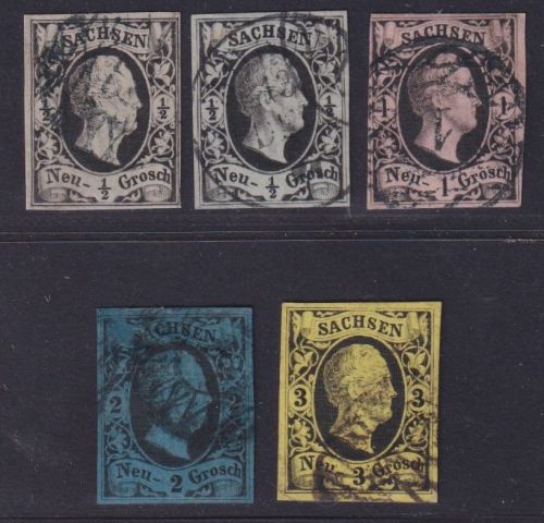Sachsen 1851- MiNr. 3-6 gestempelt - 1/2 - 3 Ngr. - König Friedrich August II.