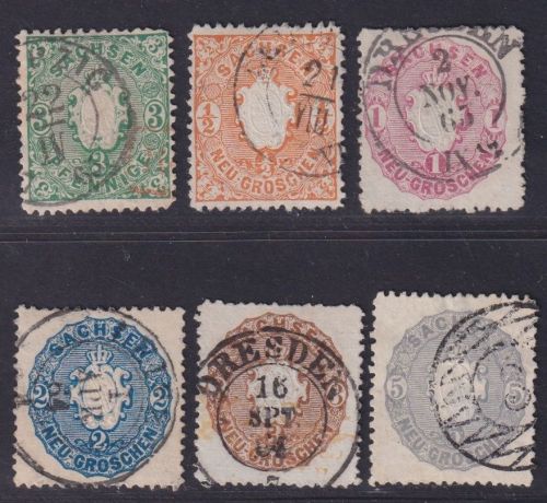 Sachsen 1863 - MiNr. 14-19 gestempelt komplett