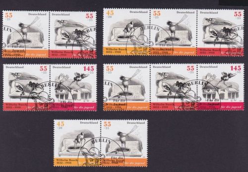 Bund 2606-2609 - Zusammendrucke aus Block 71 gestempelt - Wilhelm Busch