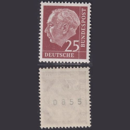 Bund, Heuss 25 Pf. / 186 xw R Rollenmarke, ungerade Nr. 0855 postfrisch