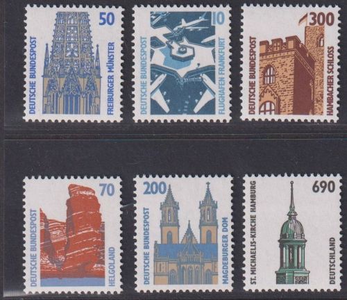 Bund Nr. 1340, 1347-48, 1469, 1665, 1860 R Melierfaser Rollenmarke ungerade ZN