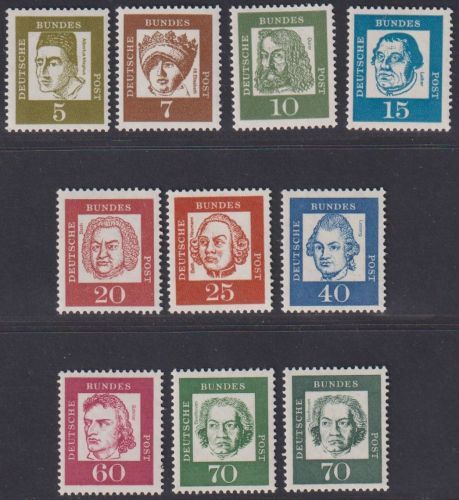 Bund MiNr. 347-358 y R postfrisch; Rollenmarken mit gerader Nr. komplett