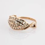 Roségold- Ring mit Glassteine im Jugendstil | 585 / 2,4g / Gr. 52