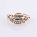 Roségold- Ring mit Glassteine im Jugendstil | 585 / 2,4g / Gr. 52