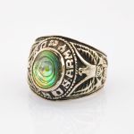 Silberring mit Abalone-Muschel-Cabochon mit US ARMY Gravur | Gr. 56