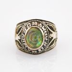 Silberring mit Abalone-Muschel-Cabochon mit US ARMY Gravur | Gr. 56