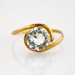 Goldring mit großem Glasstein um 1960 | 585 / 1,9g / Gr. 57