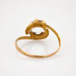 Goldring mit großem Glasstein um 1960 | 585 / 1,9g / Gr. 57