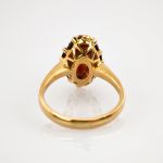Goldring mit Granatbesatz in Traubenform um 1970 | 750 / 5,9g / Gr. 56