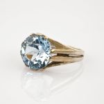 Silberring mit hellblauem Topas im Mid-Century-Stil um 1960 | Gr. 54
