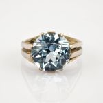 Silberring mit hellblauem Topas im Mid-Century-Stil um 1960 | Gr. 54