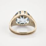 Silberring mit hellblauem Topas im Mid-Century-Stil um 1960 | Gr. 54