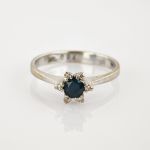 Ring aus Weißgold mit Saphir & Diamanten um 1970 | 585 / 1,9g / Gr. 48