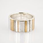 Geometrischer Ring aus Silber und Gold um 1970 | Gr. 56