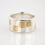 Geometrischer Ring aus Silber und Gold um 1970 | Gr. 58