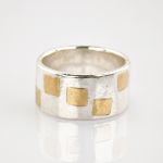 Geometrischer Ring aus Silber und Gold um 1970 | Gr. 58