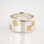 Geometrischer Ring aus Silber und Gold um 1970 | Gr. 58