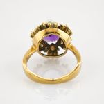 Goldring mit Amethyst und Perlen-Rosette um 1900 | 585 / 5,2g / Gr. 52