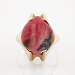Organisch-Modernistischer Goldring mit Rhodonit | 585 / 7,0g / Gr. 54