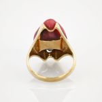 Organisch-Modernistischer Goldring mit Rhodonit | 585 / 7,0g / Gr. 54