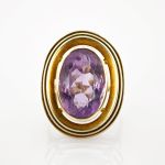 Goldring mit Amethyst im Stil der 1970er Jahre | 585 / 7,6g / Gr. 50