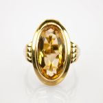 Goldring mit Citrin im Stil der 1960er Jahre | 585 / 6,1g / Gr. 55