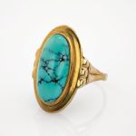 Goldring mit Türkis im Stil der 1960er Jahre | 333 / 4,4g / Gr. 52