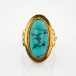 Goldring mit Türkis im Stil der 1960er Jahre | 333 / 4,4g / Gr. 52