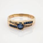 Goldring mit Saphir & Diamant im Stil der 1960er | 333 / 2,9g / Gr. 56
