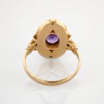 Goldring mit Amethyst und Diamanten im Jugendstil | 585 / 5,1g / Gr. 56