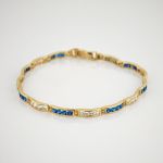 Goldarmband mit blauem Spinell und Quarz im Art-Déco-Stil