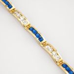 Goldarmband mit blauem Spinell und Quarz im Art-Déco-Stil