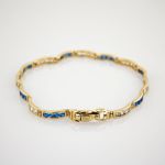 Goldarmband mit blauem Spinell und Quarz im Art-Déco-Stil