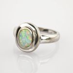 Silberring mit Opal-Cabochon um 1970 | Gr. 56