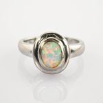 Silberring mit Opal-Cabochon um 1970 | Gr. 56