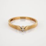 Goldring mit Solitär-Diamant um 1980 | 585 / 1,8g / Gr. 52