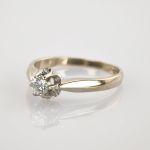 Weißgoldring mit Solität-Diamant um 1990 | 750 / 3,6g / Gr. 58