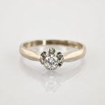 Weißgoldring mit Solität-Diamant um 1990 | 750 / 3,6g / Gr. 58