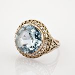 Weißgoldring mit Topas um 1970 | 333 / 4,1g / Gr. 54
