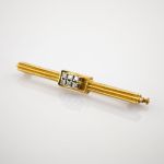 Gold Brosche mit Diamanten im Stil des Art Déco