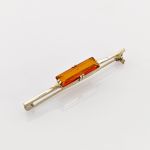 Silber Brosche mit orangem Glasstein Art-déco Stil