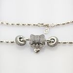 PANDORA Silberkette mit Herzanhänger und Zierschleife