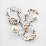 CERRUTI Silber Halskette mit Perlen und Kristallen, modernes Design