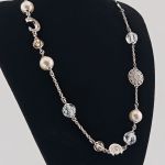CERRUTI Silber Halskette mit Perlen und Kristallen, modernes Design