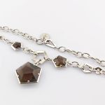 JOOP! Silber Halskette mit Rauchquarz, geometrisches Design um 2000